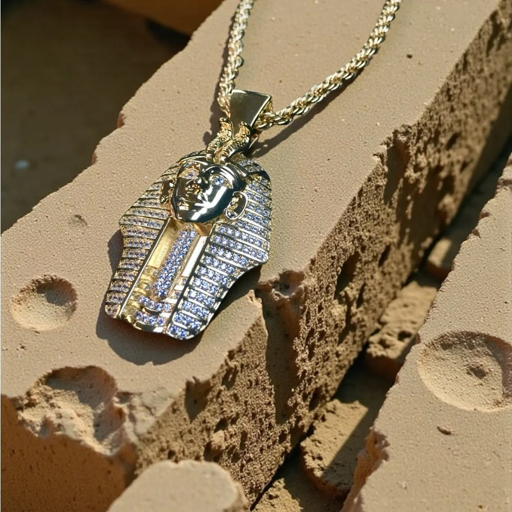 PHARAOH LAB DIAMONDS 18K GOLD CHAIN NECKLACE MADE IN ITALY *LIFETIME WARRANTY*